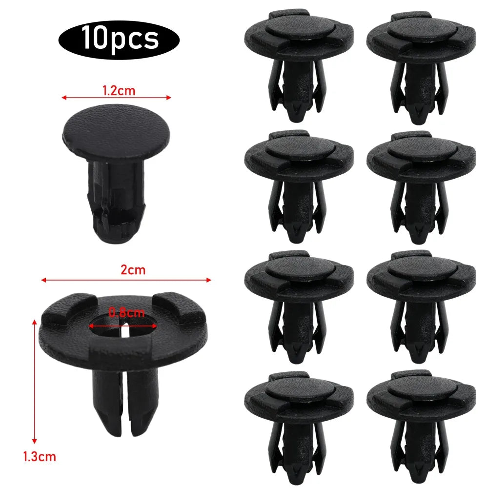 50/10pcs Diameter 8mm Black Plastic Auto Fasteners Rivets Clips Vehicle Car Bumper Door Panel Fender Liner Clips Retainer