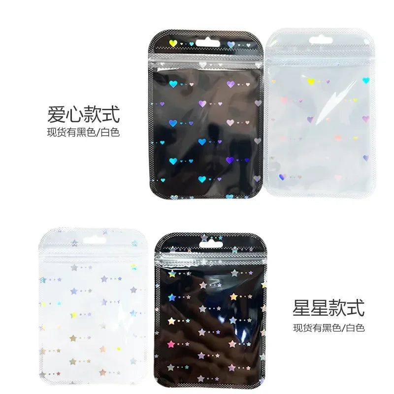 Colorful Laser Ziplock Bag Packaging Bags For Earring Jewelry Display Bags Pouch Gift Packaging Resealable Storage Bag Amagi