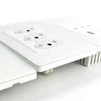 Brazil Standard Wall Socket (Type N) with Type‑C USB, 3‑Gang Wall Switch, Tempered Glass Panel, Stable Power for Home/Office