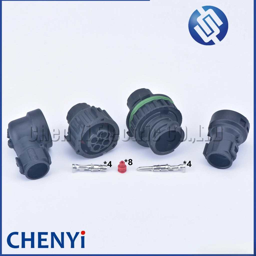 2 sets 4 Pin round odometer speed sensor plug Auto waterproof connector 1-967402-1 1-967325-1 with Pin cable Sheath For HOWO A7