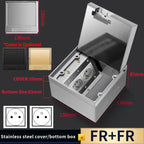 Hidden Floor Socket with USB Charging Ports, 304 Stainless Steel Underground Power Outlet, EU FR BR IL IT Standard, 130×130mm