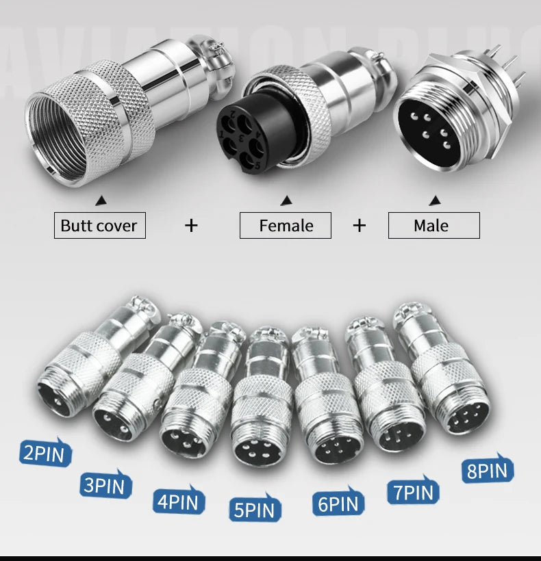 1Set GX12 2/3/4/5/6/7 Pin Male&Female Docking Aviation Plug&Socket Circular Waterproof Thread butt joint Connector