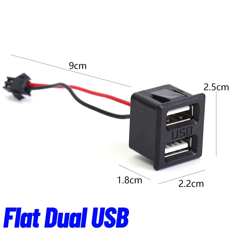 Universal Auto Dual Type C Female Jack Flush Mount Power Socket 5V 2A USB C Snap in Connector for Car Interior Upgrade Charger