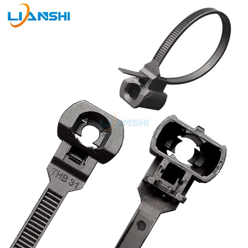 Car nylon cable tie stud thread installation 5*170 hole diameter M5M6 self-locking auto repair 4s store black cable tie