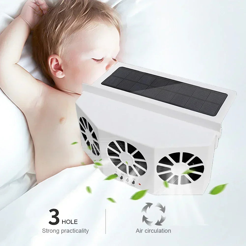 Car Exhaust Fan USB Rechargeable/solar Air Circulation Cooling Heat Dissipation High Wind Power 2/3 Head Ventilation Fan Amagi