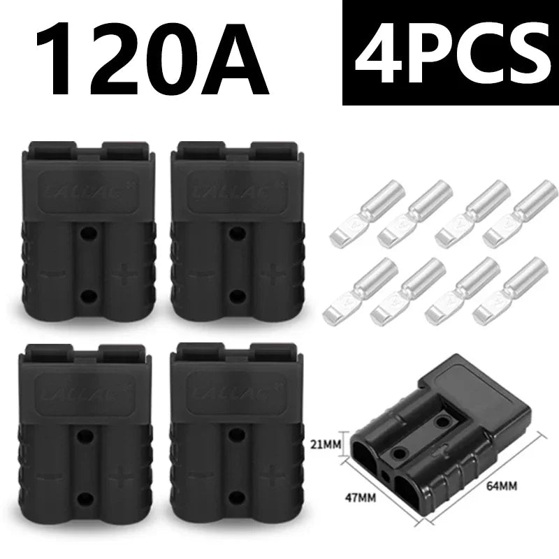 4Pcs  50A/120A Quick Connect Plug Kit - Silver Plated Copper Connector for 12-36V Winch/ATV/Trailer Wiring
