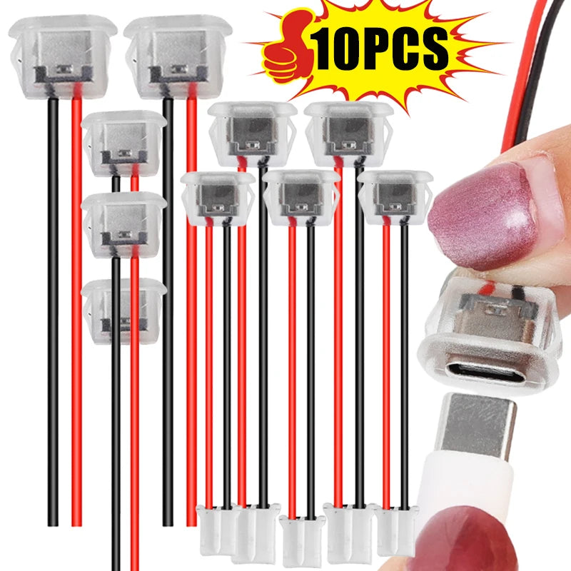 USB-C 3A Glue-In Female Receptacle – 11cm Pigtail Charging Port for Car & Smart Devices