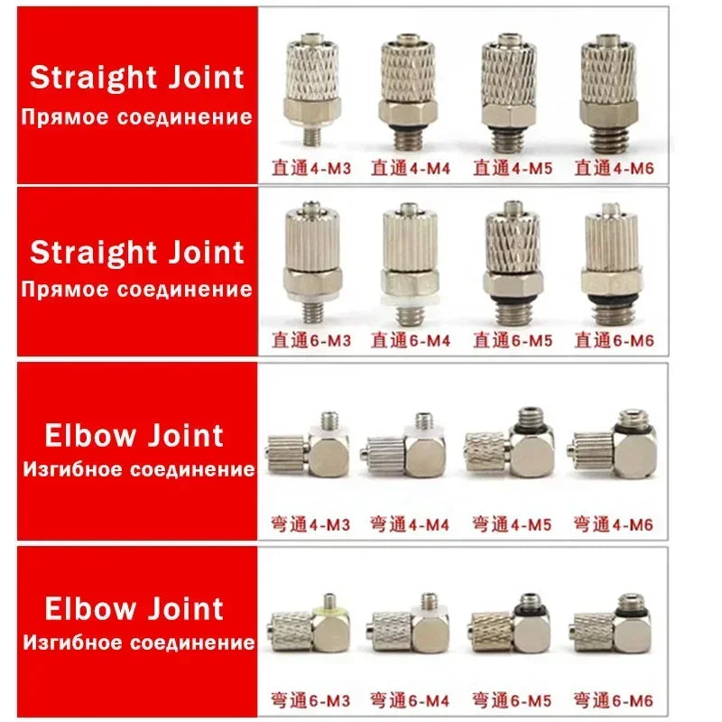 Mini Pneumatic Pipe Connector PC PL Screw Through Quick Fitting Fast Twist Joint ,Male Thread M3 M4 M5 M6 - Tube OD 3mm 4mm 6mm