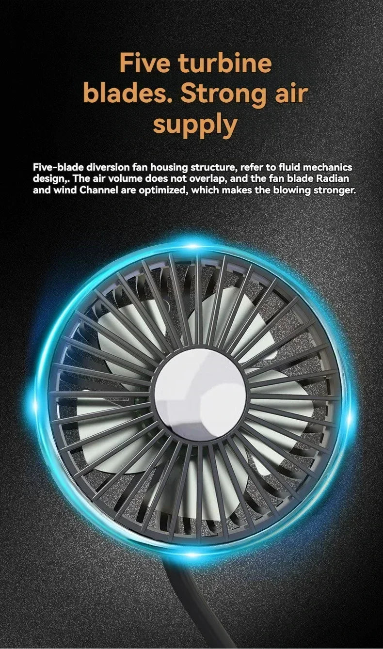 Car USB Fan Dual Head Cooling Air Hose Fan for Backseat 360°Rotation 3-Speed Auto Headrest Fan For Rear Seat Amagi