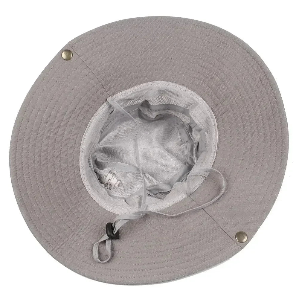 Summer Men Outdoor UV Protection Wide Brim Hiking Hat Mesh Fisherman Hat Beach Sunscreen Cap Summer Bucket Hats Men Amagi