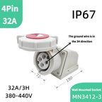 1PCS 4Pin 32A-3h Refrigerated and Refrigerated Container  Industrial Plug Quad Marine Four Hole Connector Socket 380-440V MN3412