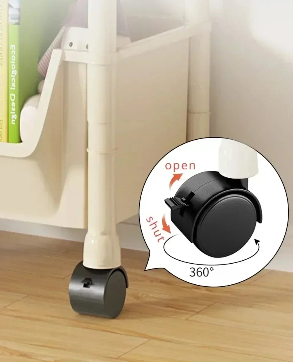 Mobile Storage Shelf] Mobile Plastic Storage Shelf Unit with Wheels - Practical Shelf for Living Room, Bedroom, Dormitory Amagi
