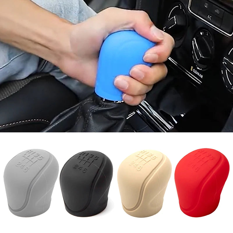 Car Silicone Gear Shift Knob Cover Gear Shift Non-Slip Grip Handle Protective Covers Manual 6-speed Car Interior Accessories