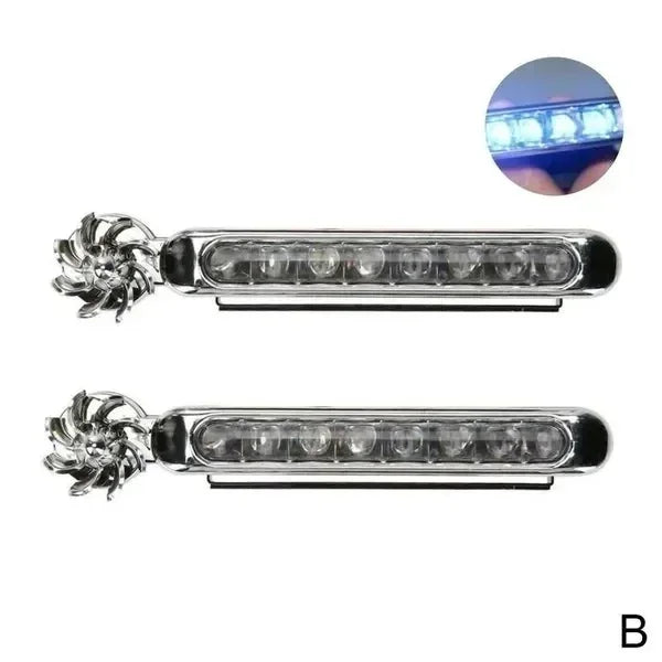 Wind Powered Car LED 8 LED DRL Daylight Running Light Auxiliary Lighting Rotation Fan Lamp Automobile Day Time Headlight Amagi