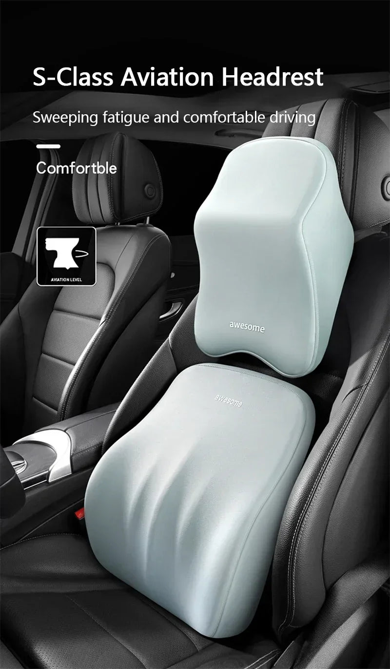 Car Lumbar Back Support Memory Foam Headrest Neck Lumbar Pillow Universal Soft Neck Pillows Seat Cushion Car Interior Accessorie
