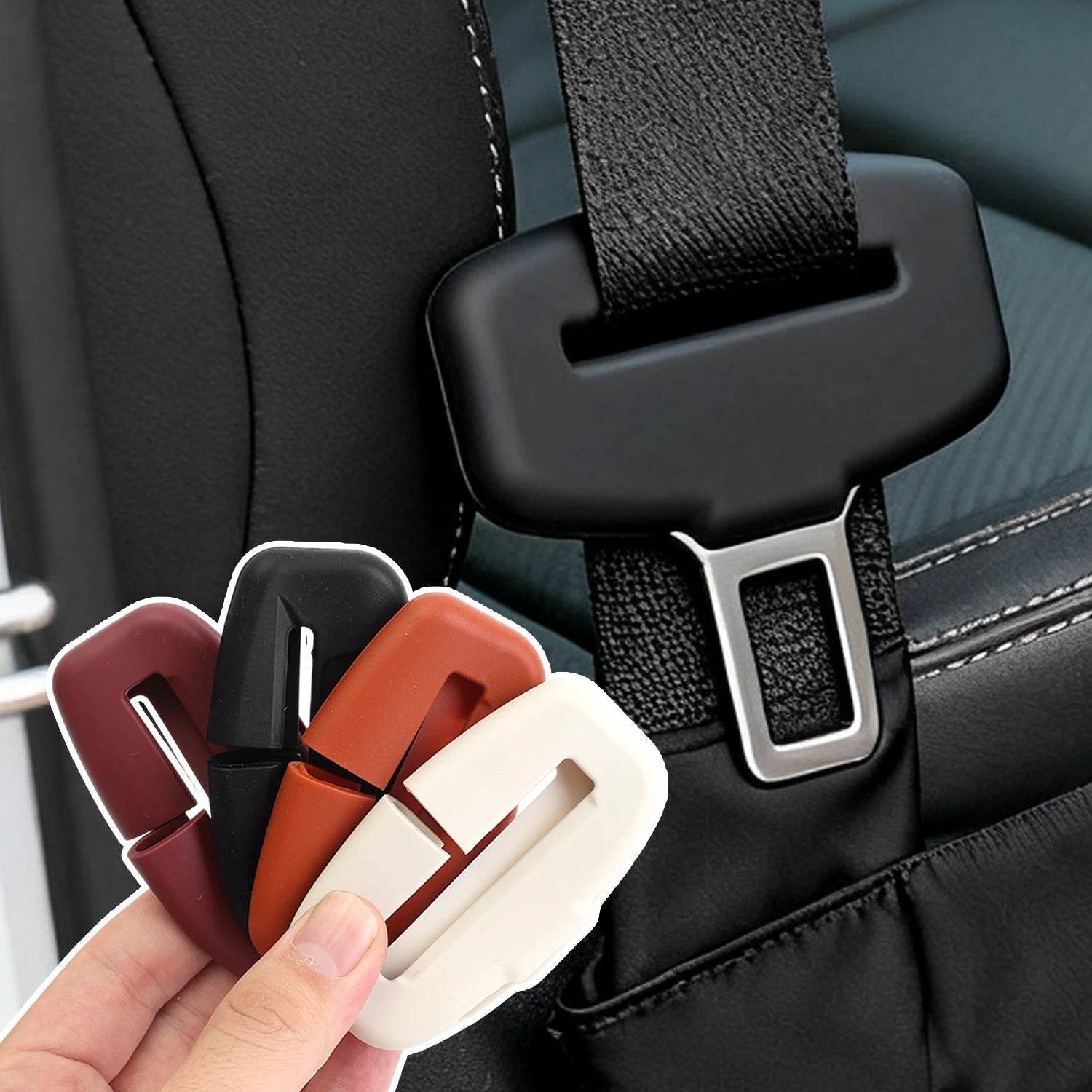 4types Silicone Anti-Collision Case Seat Belt Buckle Protector Soft Silicone Protection Anti Scratch Seat Belt Buckle Accessory