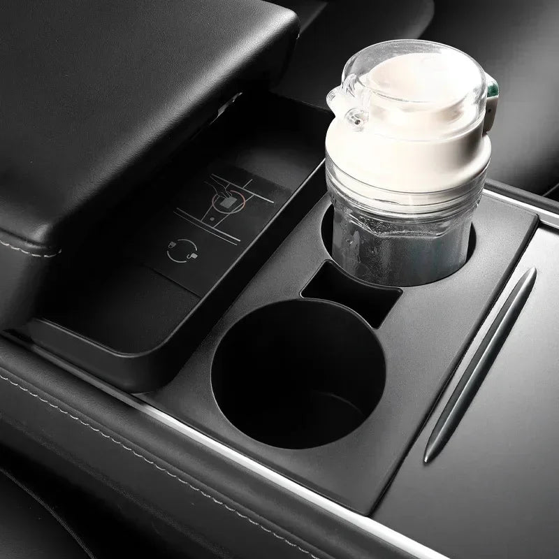 Premium Cup Holder Insert Secure Fit for Model Y/3 Center Console Round Slot Cover with Enhanced Interior Style Tools Amagi