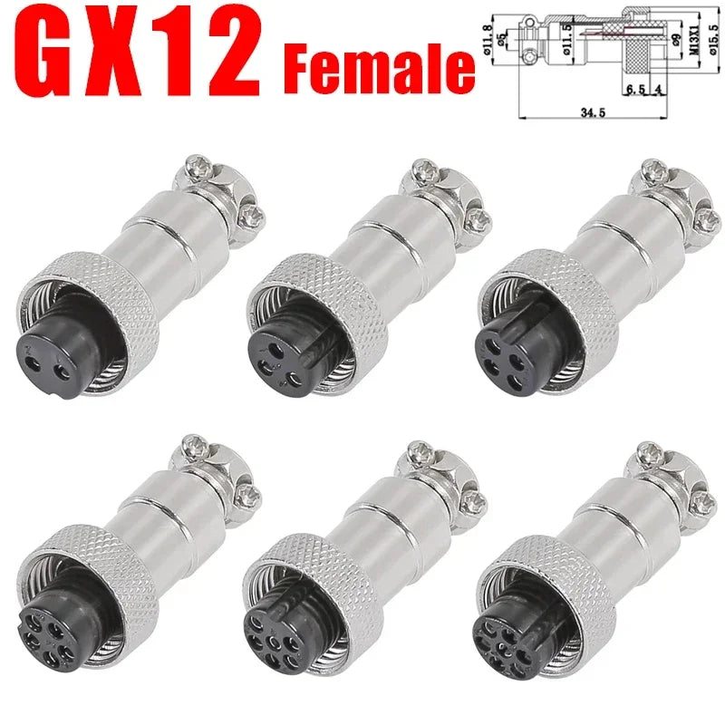 GX12 GX16 GX20 Aviation Connector Plug Socket Set, 2–15 Pin Male Female Circular Docking Connector for Electrical Equipment