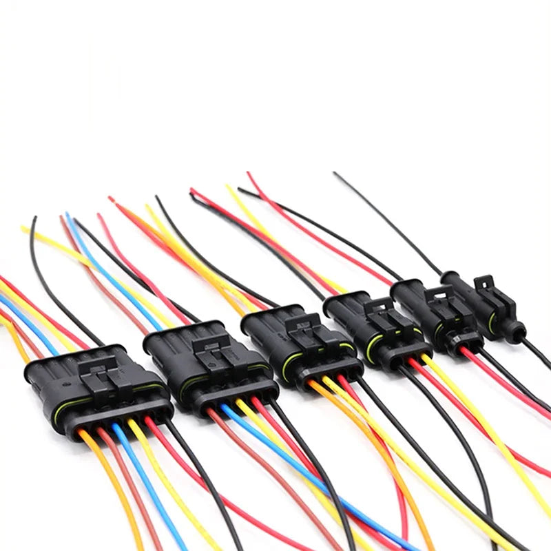 5/20/100Sets AMP Type 1.5 Series Automotive Waterproof Connector Plug Socket HID Male&Female 15CM Wire Harness 1P/2P/3P/4P/5P/6P