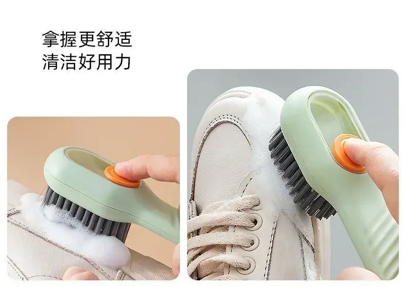 Shoe Brush Multifunction Cleaning Soft Automatic Liquid Shoe Brush Long Handle Clothes Soap Brush With Hook Clean Tool Amagi