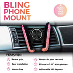 Crystal Car Phone Holder Car Air Vent Mount Clip Mobile Phone Holder Woman Diamond Auto Phone Bracket Interior Accessories Amagi