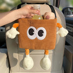 Car Trash Can Tissue Box Cartoon 2-in-1 Car Umbrella Storage Bin Auto Seat Back Hanging Storage Bag Backseat Cup Holder