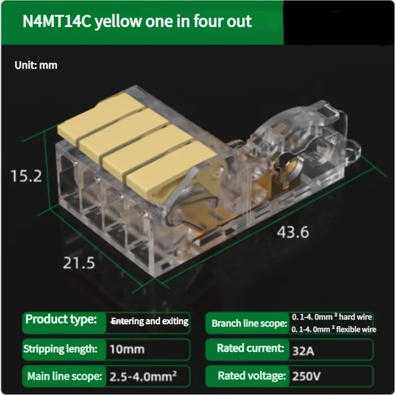 T-Type No-Stripping Quick Wire Connector Terminal Block ,Wire Splitter/Combiner Fast Connector for Household Electrical Wiring
