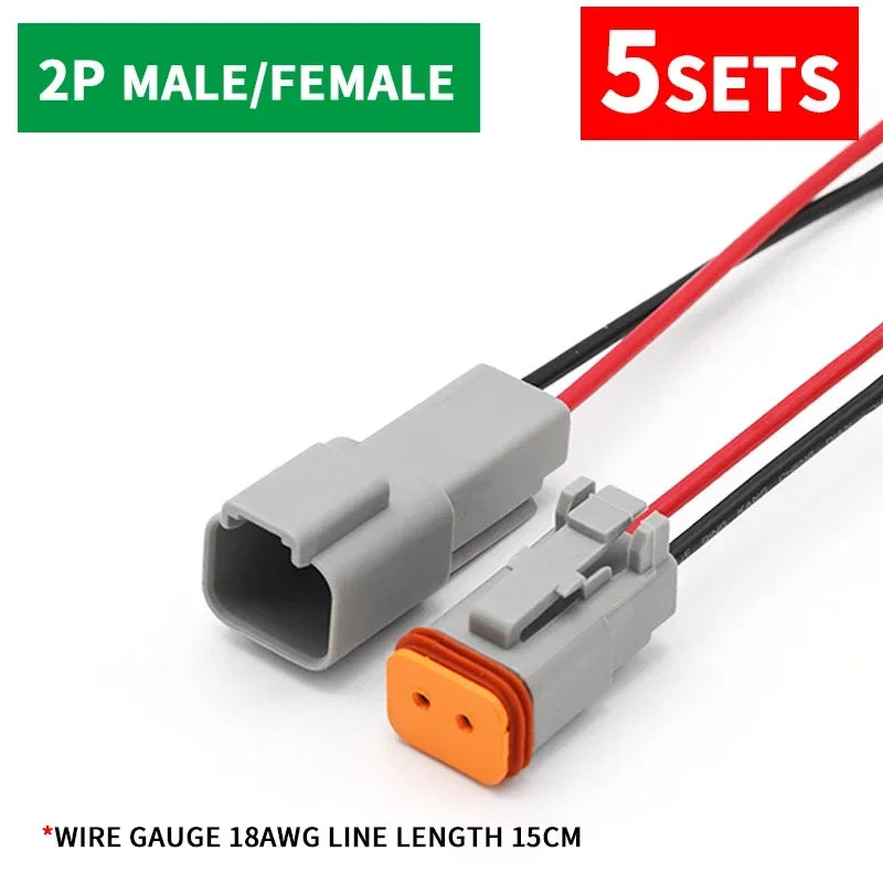 5 Sets Deutsch DT Connector with 15cm Wiring Harness DT06-2S/DT04-2P 2P 3P 4P 6P 8P 12P Waterproof Electrical Connector