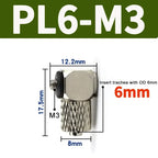 Mini Pneumatic Pipe Connector PC PL Screw Through Quick Fitting Fast Twist Joint ,Male Thread M3 M4 M5 M6 - Tube OD 3mm 4mm 6mm