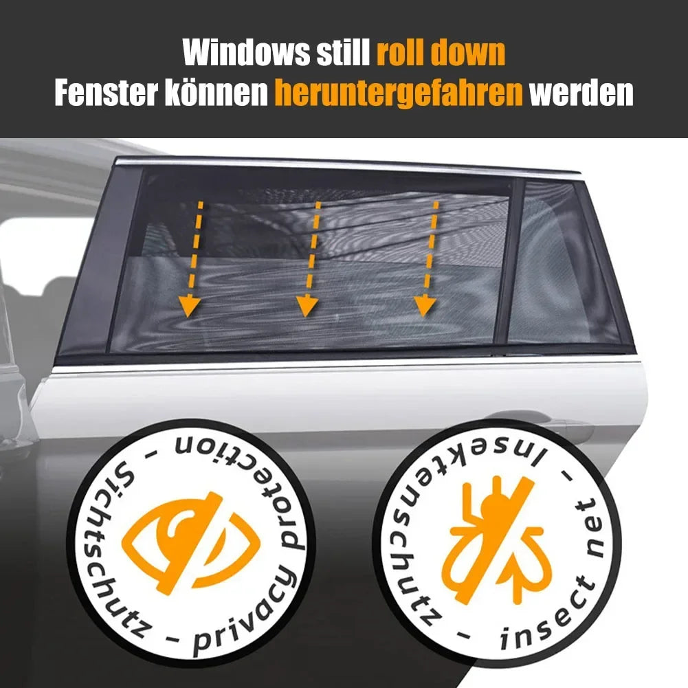 2pcs Car Window Shade Side Window Sun Tools Vehicle UV Protect Shield Mesh Mosquito Cover Breathable Protection Privacy Sunshade