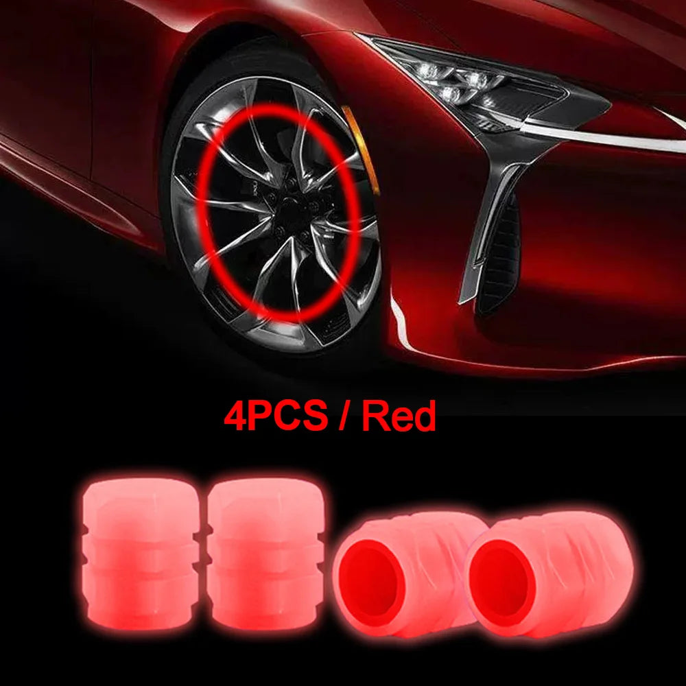 Mini Car Tire Valve Caps Luminous Valve Stem Caps Universal Fluorescent Tyre Nozzles Cover Tyre  wholesale