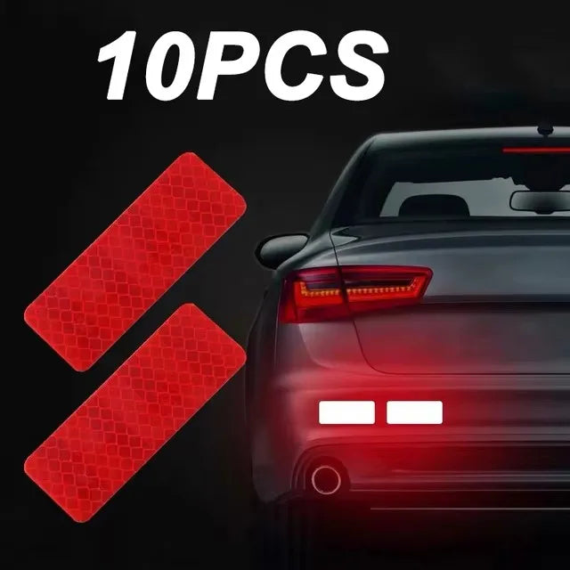 10pcs/set Car Bumper Reflective Safety Strip Stickers Car Reflective Sticker Reflective Warning Safety Tape Stickers Decals