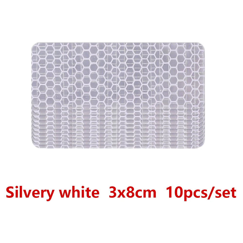 10pcs Car Bumper Reflective Safety Strip Sticker Warning Reflector Tape Auto Car Accessories Exterior Interior Reflector Sticker
