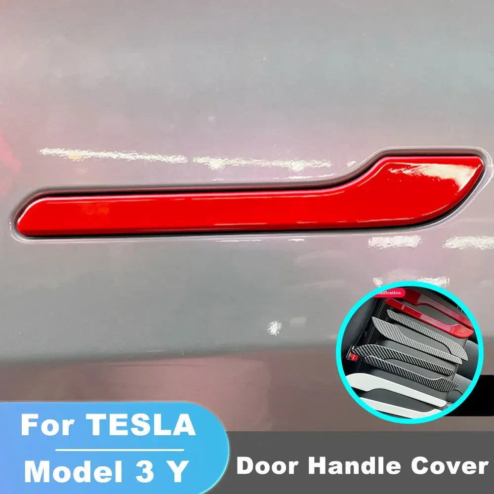 Door Handle Protector Wrap for Tesla Tesla Model 3/Y/3+ ModelY Launch Accessories Material Carbon Fiber Color Handle Cover Amagi