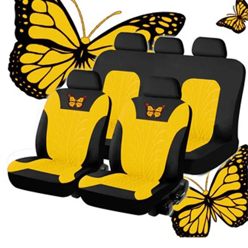Car Seat Covers Set Universal Fit Most Cars with Butterfly Pattern Tire Track Detail Styling Protector Covers for the Car Amagi
