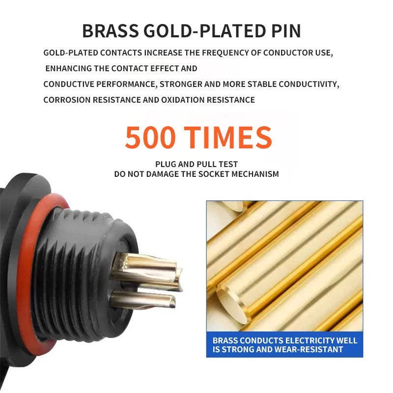 IP68 SP21 Waterproof Aviation Connector Socket with Male and Female Butt, 2/3/4/5/6/7/12 Pins Docks for Industrial Use