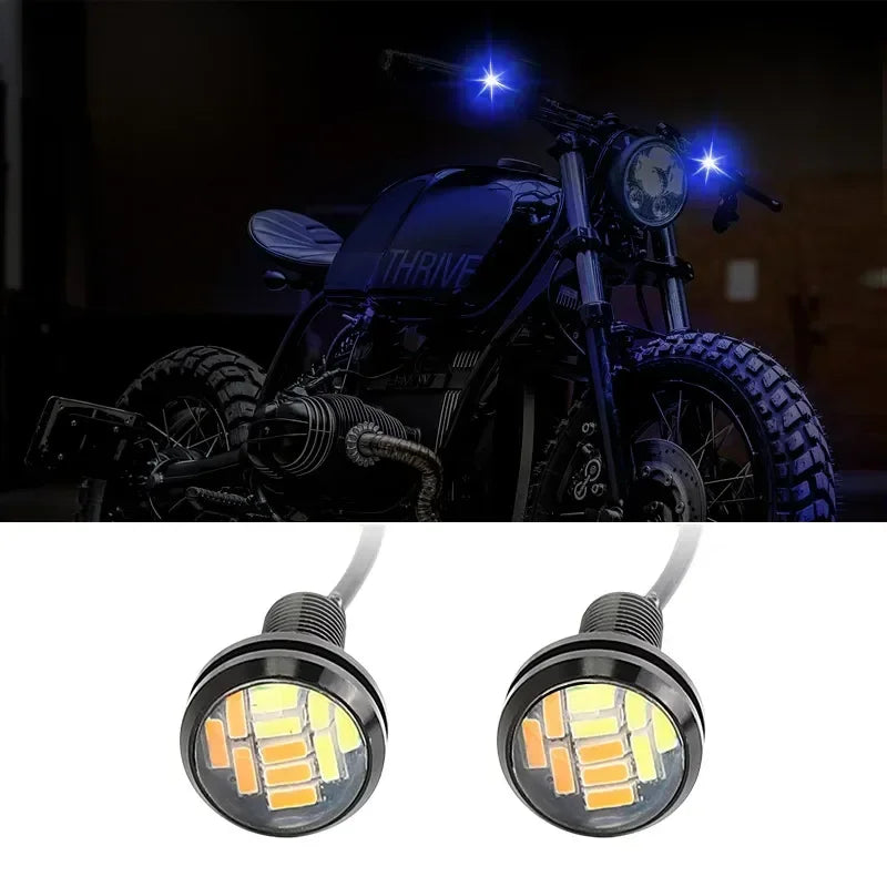2pcs 23mm High Power White Eagle Eye LED Lights DRL Daytime Running Fog Light Tail Backup Warning Lights Car Motorcycle amabilis