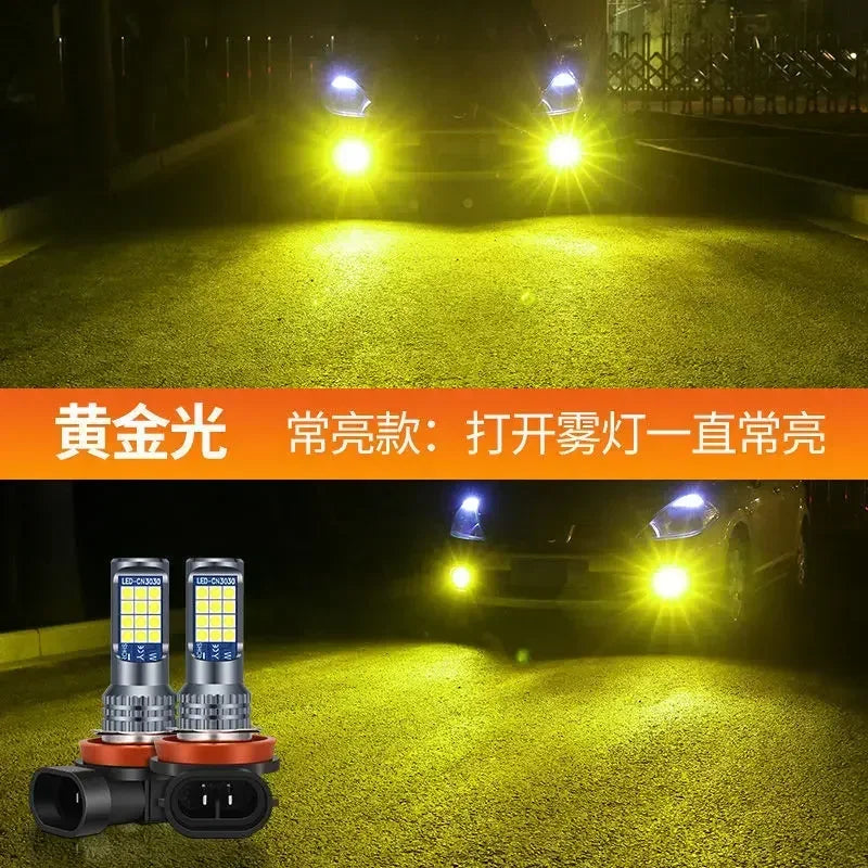2Pcs Dual Colors H11 H8 9006 HB4 881 H27 High Quality 3030 LED Auto Fog Lamp Car Anti Fog Light Bulb Foglamps Yellow White Amagi