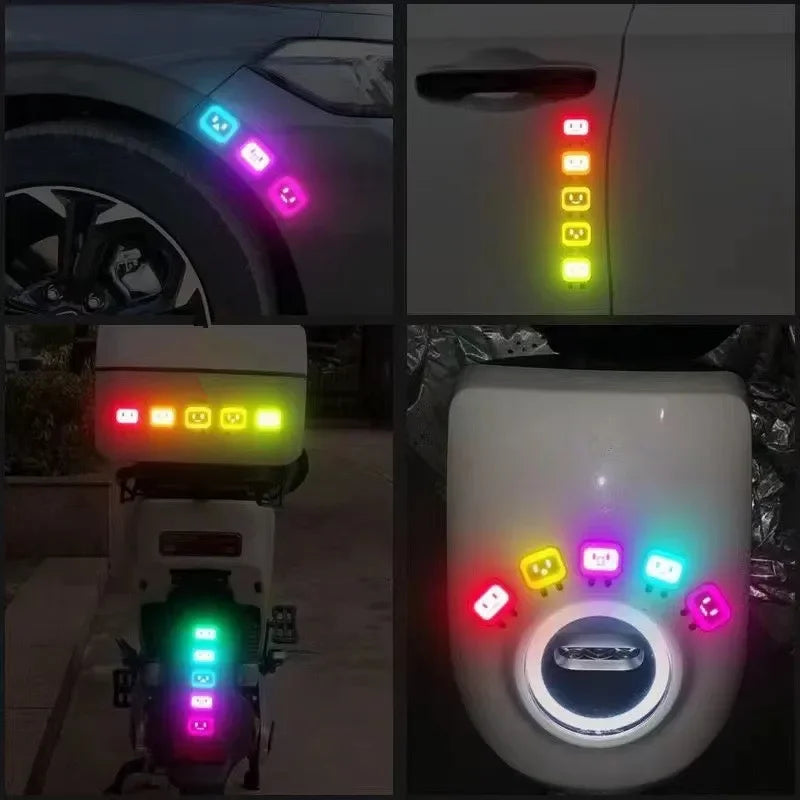 10/20PCS Car Stickers Decorative Reflective Motorcycle Personality Cute Square Auto Body Stickers Helmets Shielding Scratches