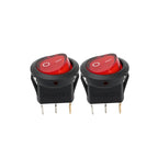 Round Boat Rocker Switch with LED On/Off 3-Pin 2-Position Snap 20A 12V Red LED for Marine Motorcycle Switches DIY Replacement