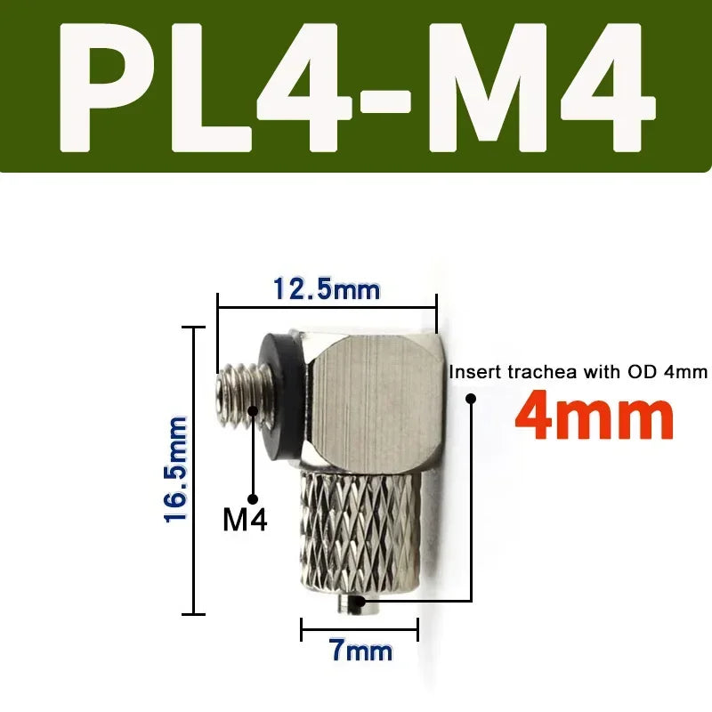 Mini Pneumatic Pipe Connector PC PL Screw Through Quick Fitting Fast Twist Joint ,Male Thread M3 M4 M5 M6 - Tube OD 3mm 4mm 6mm