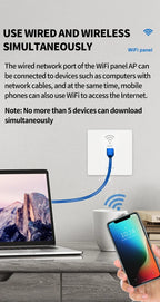 In-Wall Smart WiFi Router Panel 1000Mbps - 86-Type Hidden AP with 110V-220V for Home/Hotel Network Coverage