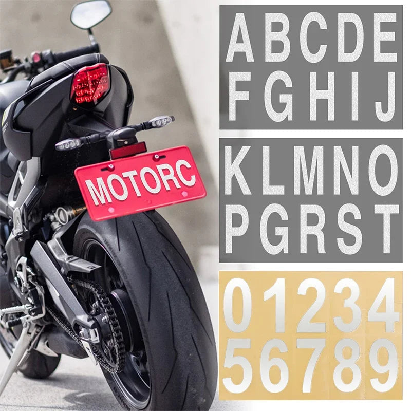Night Reflective Alphabet Label Decal Car License Plate Number Reflective Stickers Mailbox Door Plate Number Waterproof Decals