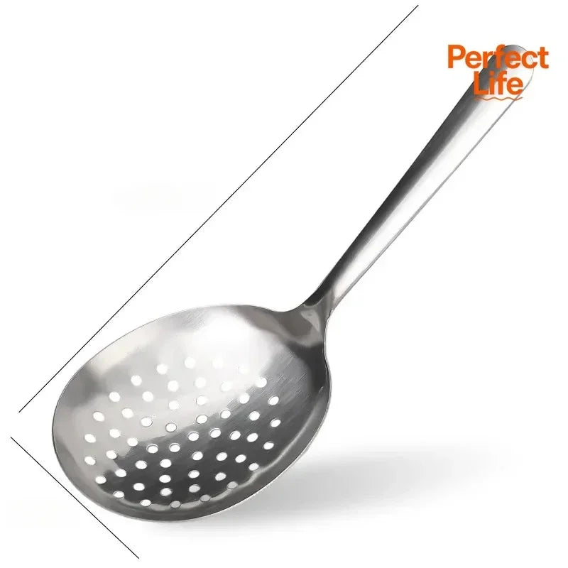 Heavy-Duty Commercial/Home Kitchen Spoons/Large Serving Spoon with Heat-Resistant Short Handle Drain Holes for Easy Cleaning