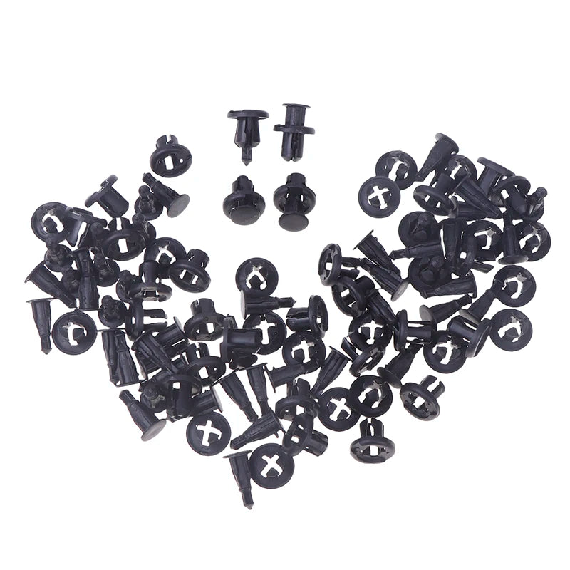 50/100Pcs 10mm Diameter 10mm Black Plastic Auto Fasteners Rivets Clips Vehicle Car Bumper Door Panel Liner Clips Retainer