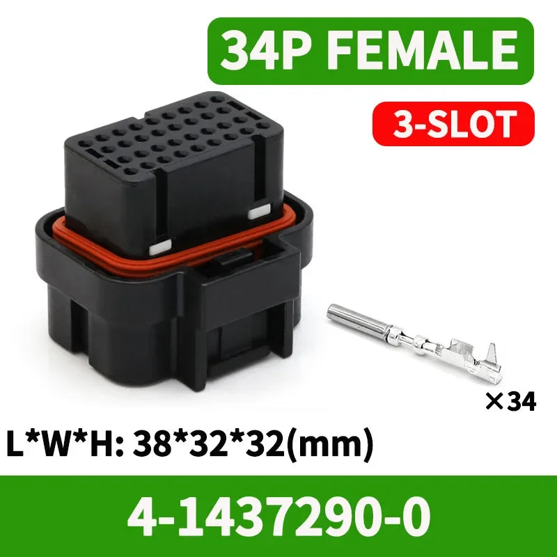 1/5/50PCS AMP Type ECU Automotive Board End Connector Waterproof Socket Harness Plug PCB Panel Flame Retardant 26P 34Pin 1437290