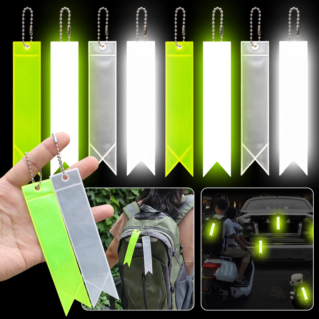 Reflective Keychain Reflector with Chains PVC Reflective Reflector Pendants for School Bag Cycling Backpack Night Riding Warning