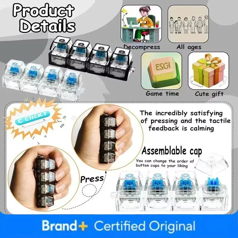 Keyboard Keychain Light Up Keyboard Keychain Stress Relief Clickable 4LEDs Button Toy for People with Anxiety Desk Decor Amagi