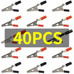 40PCS Large 55mm Solderless Alligator Clips with Screw Terminals & Binding Posts, Red/Black Test Clips for Power Electronics