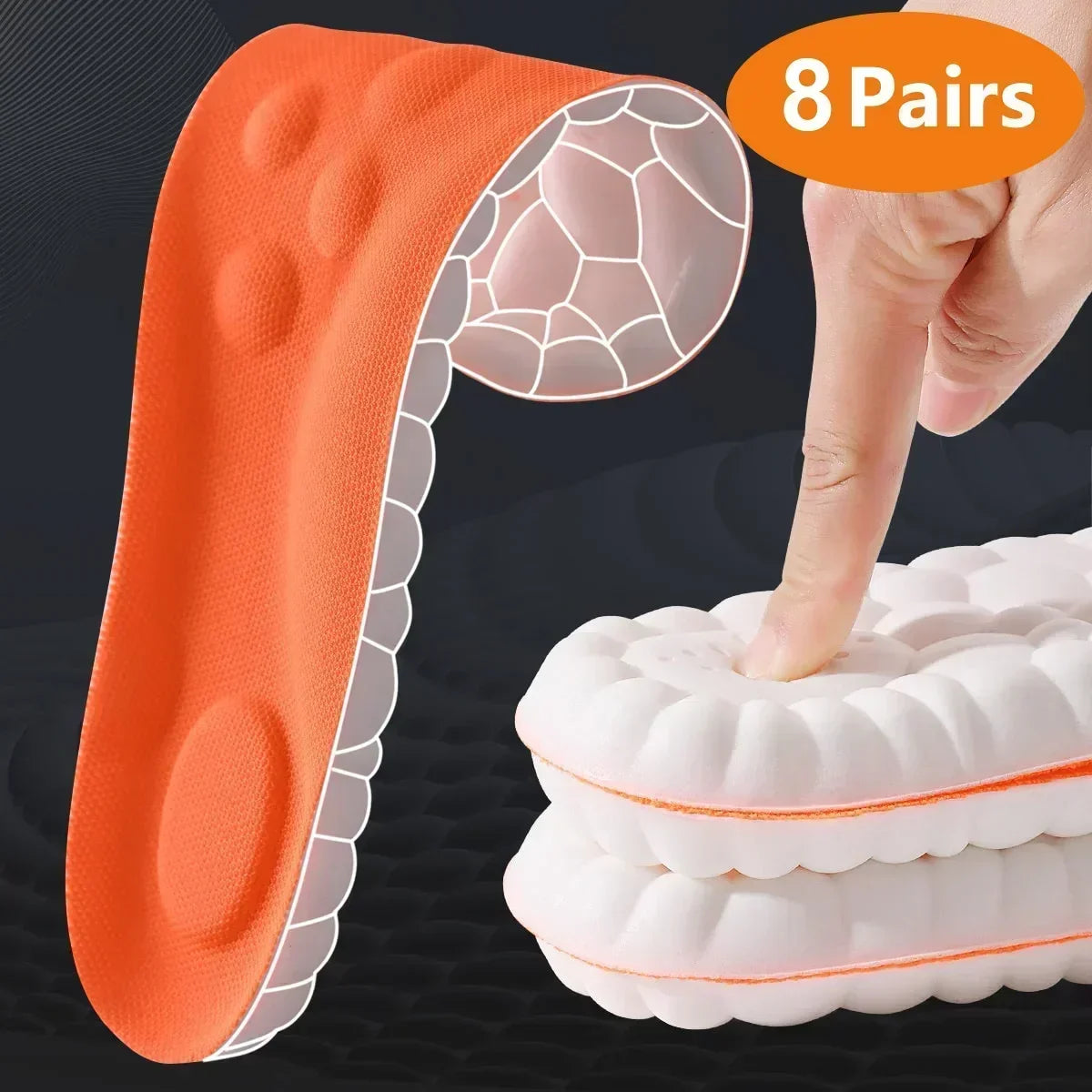1/2 Pairs 4D Cloud Technologyt High Elasticity Sports Deodorant Insoles for Shoes PU Sole Breathe for Feet Men Running Insole